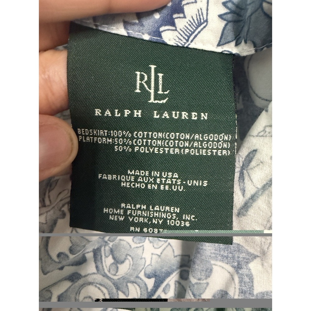 Ralph Lauren Blue White PORCELAIN Chinoiserie TAMARIND Bedskirt Queen Size - Picture 4 of 5